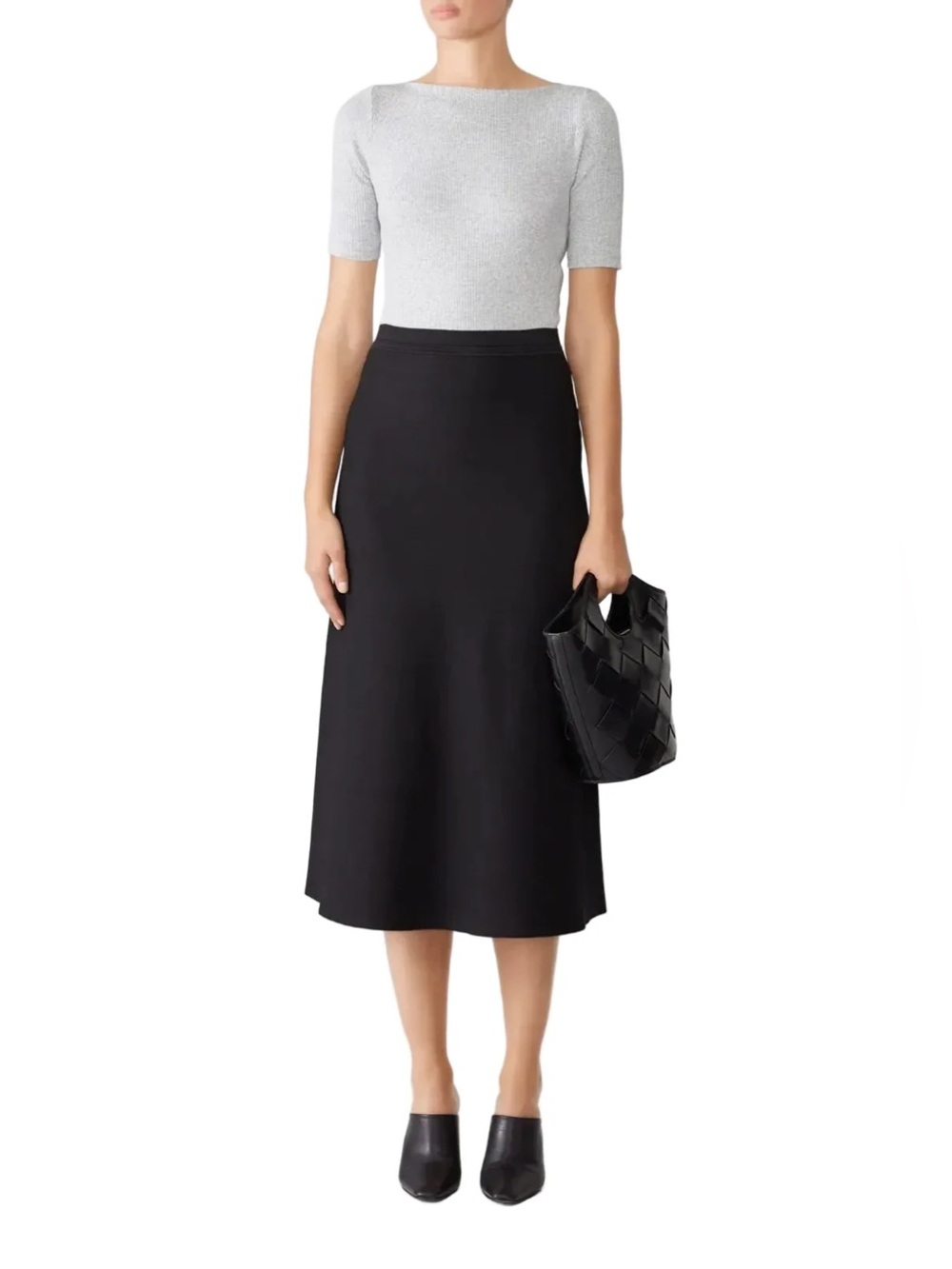 THEORY BLACK LONG FLARE SKIRT Size L